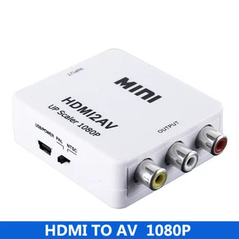 Renensin Aukštos Kokybės HD 1080P HDMI AV/RCA CVBS Adapteris Mini HDMI2AV Video Converter Box HDTV TV PS3 Kompiuterio PC VCR NTSC