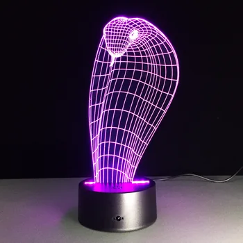 Gyvatė 3D LED lempos Kobra Naktį Šviesos Lempos iliuzija Šviesos Lempos Palieskite Jutiklio USB Akrilo Lempa, Namų Dekoravimo, Dovanų 7 Spalvų Keitimas