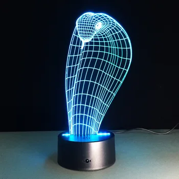 Gyvatė 3D LED lempos Kobra Naktį Šviesos Lempos iliuzija Šviesos Lempos Palieskite Jutiklio USB Akrilo Lempa, Namų Dekoravimo, Dovanų 7 Spalvų Keitimas