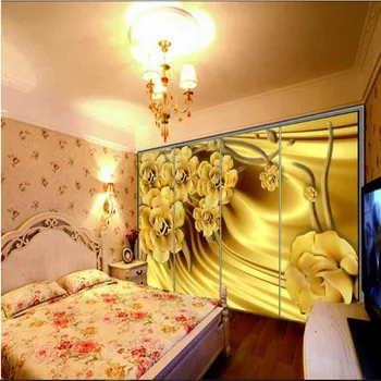 Beibehang Užsakymą didelė freska prabangus auksinis bijūnas šilko modelis fono sienos audinio tapetai papel de parede para quarto