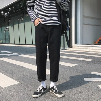 Vyriški Japonijos ir korėjos plataus kojų džinsus korėjos stiliaus džinsai Japonijos streetwear 2020 m.