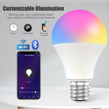 TUYA Naujas Wifi Smart Lemputės, Namų Apšvietimas, Lempa 9W E27 Magija RGB +CW +WW LED Spalvingos Lemputės, šviesos srautą galima reguliuoti Paramos IOS /Android