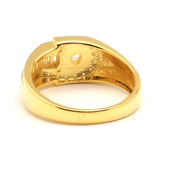 Nekilnojamojo 925 Sidabro Žiedas Vyrams Sterlingų Aukso Spalvos Papuošalai Kubinių Zirconia (CZ Dydis 9 iki 13 Sunkiųjų Jaustis Piršto Apdailos R114N