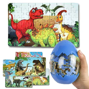 60PCS Mediniai Galvosūkiai Dinozaurų Žaislas Didelis Dinozaurų Kiaušinių Pakavimo Puzzle Dėlionės Valdybos Gyvūnų 3D Puzzle Švietimo Žaislai, vaikų Dovanų