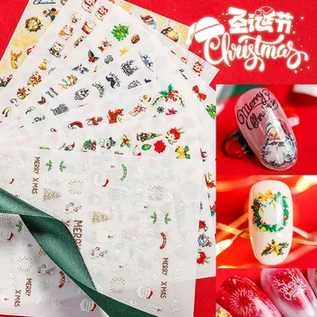 Naujausias Kalėdų briedžių laišką snaigės 3d nagų dailė lipdukas nagų decal štampavimo eksporto japonijos dizaino cirkonio papuošalai