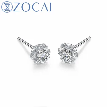 ZOCAI Prekės Gamtinių deimantų, 0.2 CT H / SI sertifikuota vestuvių auskarai 18k white gold(AU750) Nemokamai laivo JBE90247T