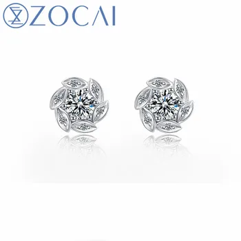 ZOCAI Prekės Gamtinių deimantų, 0.2 CT H / SI sertifikuota vestuvių auskarai 18k white gold(AU750) Nemokamai laivo JBE90247T