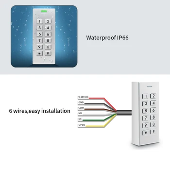 Mini mažiausias 1000 vartotojo Pin slaptažodį Vandeniui IP66 Durų Užraktas atidarytuvas Prieigos Valdiklis Klaviatūra Durys įėjimo prieigos kontrolės skaitytuvas