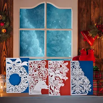 Atvirukai Kalėdiniai Papuošalai 3D Pop-Up Kortelės Kvietimo Spalvų 3D ažūrinės figūrinių atvirukas Su Paketas