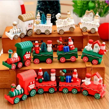 Juokingas Kalėdų Figūrėlės Medinių Traukiniu Kalėdų Ornamentu, Vaikai, Vaikas, Dukra Kalėdų Dovana, Namų Stalo Apdailos