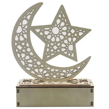 Ramadanas Eid Mubarakas Namų festivalių Apdailos Moon Star LED Šviesos intensyvumą Mediniai Ornamentu Musulmonų
