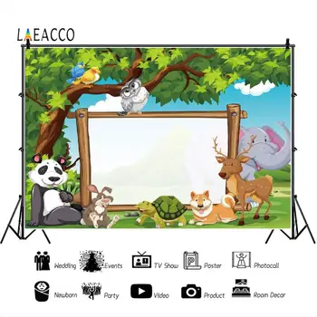 Laeacco Animacinių Filmų Miško Gyvūnų Kūdikių Naujagimių Gimimo Šalis Rekvizitai Fotografijos Fone Vinilo Fotografijos Rekvizitai Fotostudija