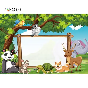 Laeacco Animacinių Filmų Miško Gyvūnų Kūdikių Naujagimių Gimimo Šalis Rekvizitai Fotografijos Fone Vinilo Fotografijos Rekvizitai Fotostudija