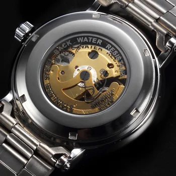 SHENHUA Prekės ženklo Vyrai Skeletas Žiūrėti Automatinis savaiminis Likvidavimo vyriški Prabangūs Nerūdijančio Plieno Dirželis Laikrodis Vyrų Laikrodis Horloges Mannen