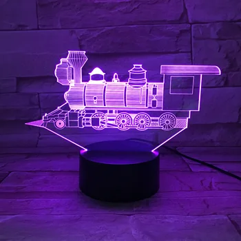 3D Lempos Transporto Lokomotyvą, Šviesus Bazės Nuostabus Metu Paauglys Atmosfera Įvairių spalvų su Led Nakties Šviesos Lempos