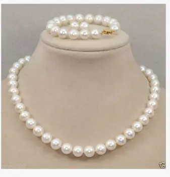 9-10 mm apvalus pietų jūros balta perlų vėrinį 18