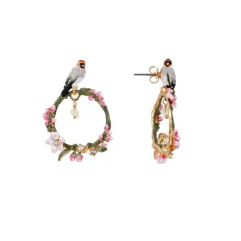 Cherry Blossom Paukščių Emalio Rožinė Glazūra Persikų Žiedų, Paukščių Ausies Auskarai Bižuterijos Moteris 2021 Madinga