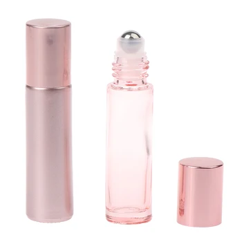 1pcs 10ml Rožinės Spalvos Storio Stiklo konstrukcija Dėl eterinio Aliejaus Tuščio Kvepalų Buteliuko Roller Ball butelį Kelionės