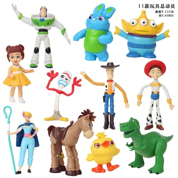 11pcs/set Filmą Žaislų Istorija 4 Animacinių filmų Žaislas Sumedėjusių Buzz Lightyear Jessie forky veiksmų skaičius, kolekcionuojamos Lėlės