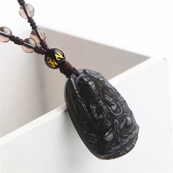 Originali Natūralus Juodas Ledas Obsidianas Brangakmenių Akmens Kristalų Karoliukų Karoliai Pakabukas Moteris, Vyras, 38*24*10mm