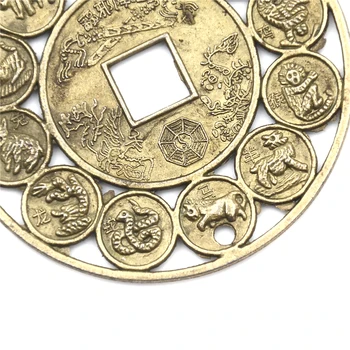 1PCS Cinko lydinio, Skersmuo:4.5 cm Laimingas Pasisekė, Kinų Zodiako Feng Shui Monetos, Sėkmės Amuletas Klestinčią Apsauga
