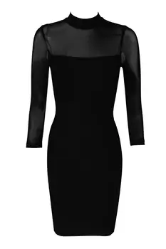 NAUJAS Moterų Tinklinio Elegantiška suknelė 2018 mados O-Kaklo, ilgomis rankovėmis Vestidos Įžymybė vakare šalies Tvarstis bodycon suknelės