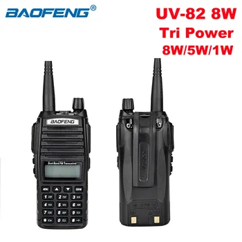 Baofeng UV-82 8W Walkie Talkie Tri-Power Nešiojamų Du Būdu Radijo Dual Band FM siųstuvas-imtuvas Rankena Mėgėjų Kumpis Radijo Atnaujinti UV82