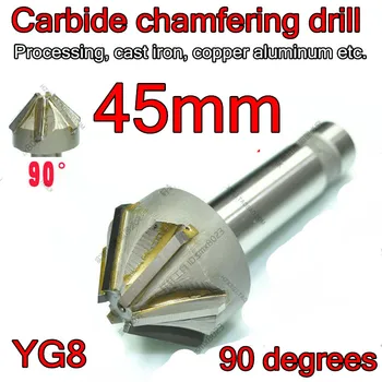 45mm*90degrees 20mm Petiole 6flutes YG8 karbido chamfering Gręžimo Tvarkymo, ketaus, vario, aliuminio ir t.t.