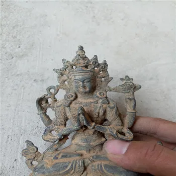 Bronzos dirbiniai iškasti iš antikvariniai daiktai, kolekcija Tantrinį Budizmą papuošalai gryno vario keturios rankos Tara bronzinė statula namų decora
