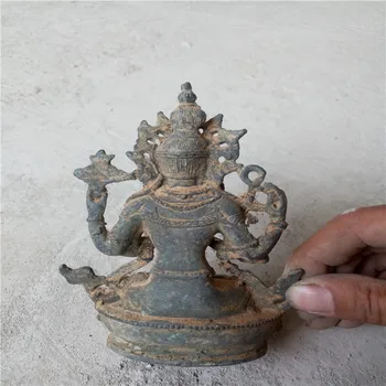 Bronzos dirbiniai iškasti iš antikvariniai daiktai, kolekcija Tantrinį Budizmą papuošalai gryno vario keturios rankos Tara bronzinė statula namų decora