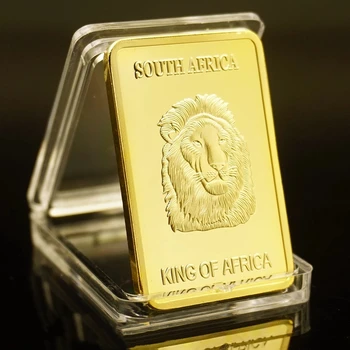 Pietų Afrikos Karalius SA Lion Gold Bar Laukinių Gyvūnų Aukso Padengtą Baras Surinkimo Dovana Iššūkis Monetos