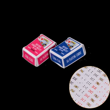 1 Komplektas 1 Dėžės 1/12 Masto Miniatiūriniai Lėlių Pokerio Kortelės Apsimesti Žaisti Žaislas