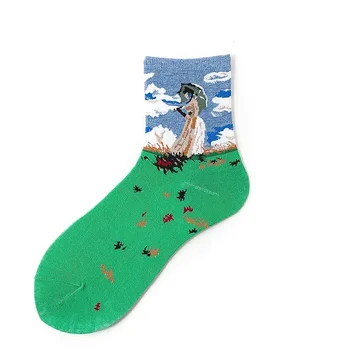 Moterų, vyrų kojinės Banga mados gatvė Van Gogo saulėgrąžų naują atvykimo medvilnės kojinės Retro korėjos juokinga laimingas kojinės