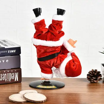 Juokingas Kalėdų Senelio Lėlės su Muzika Elektros Santa Claus Handstand Gatvės Žaislas Papuošalai su Muzika, Sūpynės, Lėlių Šokiai Pliušinis C C7Z4