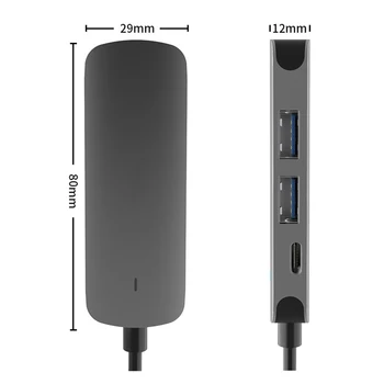 5 in 1 USB Tipo C Hub Usb C iki HDMI VGA USB3.0 RJ45 Adapteris, Skirtas 
