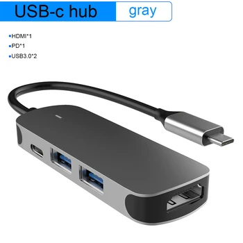 5 in 1 USB Tipo C Hub Usb C iki HDMI VGA USB3.0 RJ45 Adapteris, Skirtas 