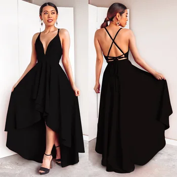 2019 Europa ir Jungtinės amerikos valstijos nauja suknelė vasaros sprogimo modeliai seksualus Slim V-kaklo dirželis suknelė