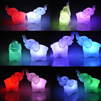 LED Dramblys Gyvūnų Naktį Šviesos Namuose Miegamasis Darbalaukio 7 Keičiasi Gražių Spalvų LED Šviesos Dekoracija Vaikas, Kūdikis, Naktiniai staleliai, Lempa