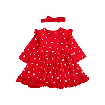 Mergaičių Suknelės Vaikams\ \ 's Cute Raudona Persikas Širdies Suknelė Raudona 110cm 2021 Naujas Atvykti
