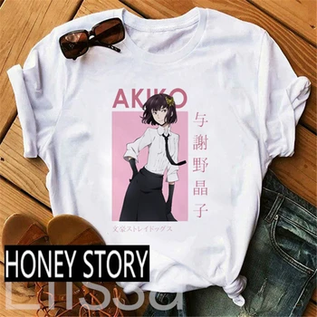 Moterys Vasarą Harajuku Anime Marškinėliai Bungo Benamių Šunų marškinėliai Osamu Dazai Nakajima Atsushi Trumpas Rankovės Baltos Grafinis T Marškinėliai