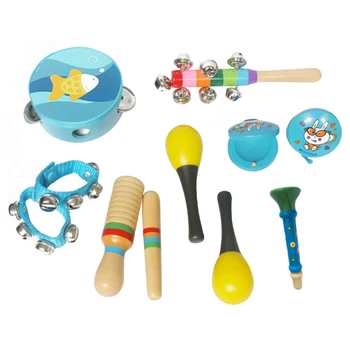 10VNT Pradedantysis Muzikos Instrumentai, Mušamieji Muzikos Žaislų Rinkinys Vaikams Ritmą Auginimo Pradžioje Švietimo Žaislai
