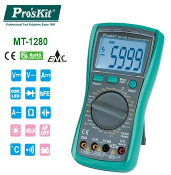 Pro'skit MT-1280 3 5/6 true RMS didelio tikslumo automatinis skaitmeninis ekranas anti-deginimas multimetras Talpos Temperatūros bandymas