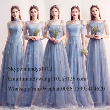 Charning-line Bridesmaid Dresses Ilgai 2019 Šviesiai Mėlyna Suknelė Vestuves Pigius Pagal 100 vestido madrinha Nemokamas Pristatymas