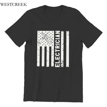 Vyriški T-shirt Elektrikas Amerikos Vėliava Merch Medvilnės Mados Juokinga Porų Atitikimo Rankovės Streetwear Groot 35548