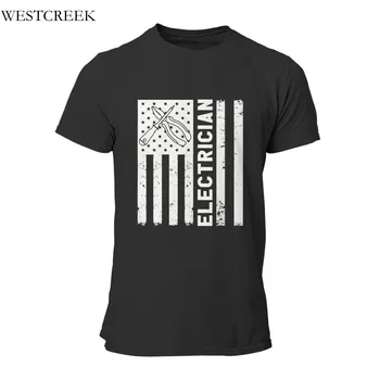 Vyriški T-shirt Elektrikas Amerikos Vėliava Merch Medvilnės Mados Juokinga Porų Atitikimo Rankovės Streetwear Groot 35548