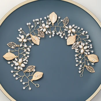 Prabangių Mados Vestuvių Lankelis Crystal Pearl Gėlių Nuotakos Šukuosena Vestuvių Papuošalai Plaukų Papuošalas Elegantiškas