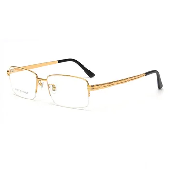 Plotis-142 Mados didelis rėmas verslo vyrų gryno titano stabili optinis recepto trumparegystė akinių, akinių rėmelių vyrų akiniai