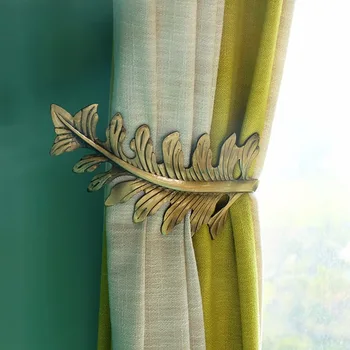 U-formos dekoratyvinis patvarus lapų formos užuolaidų kablys namo Europos stiliaus lengva įdiegti be juostelių 1pcs
