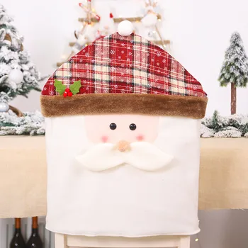Kalėdinė Dekoracija Kėdės Apima Valgomasis Sėdynės Santa Claus Namų Šaliai Dekoro Animacinių Filmų Vyras Sniego Šalies Išmatose Nustatyti Apdaila