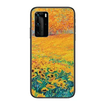 Van Gogh Aliejaus Tapybai Telefoną Atveju Huawei P 40 30 20 10 Lite Smart Z Pro Juodos spalvos Dėklu Coque Tapybos Hoesjes komiksų mada
